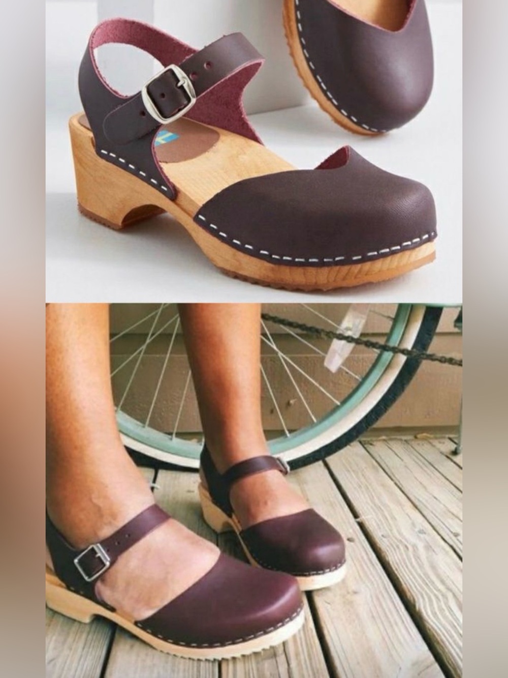 MIA SOFIA SWEDISH CLOGS WINE LEATHER 40 10